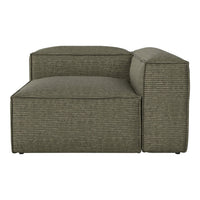 Olive green modular sofa with subtle vertical stripe pattern and clean, contemporary lines. Ideal for modern decor.