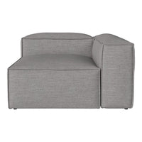 Gray textured fabric sectional sofa with clean lines and a minimalist design. Perfect for modern living spaces.