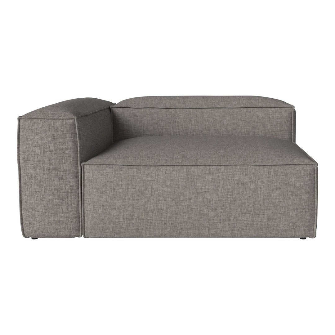 Grey upholstered modular sofa with a smooth, textured fabric and minimalist design. Ideal for modern interiors.