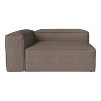 Brown textured fabric sectional sofa with a minimalist design and clean lines. Ideal for modern interiors.