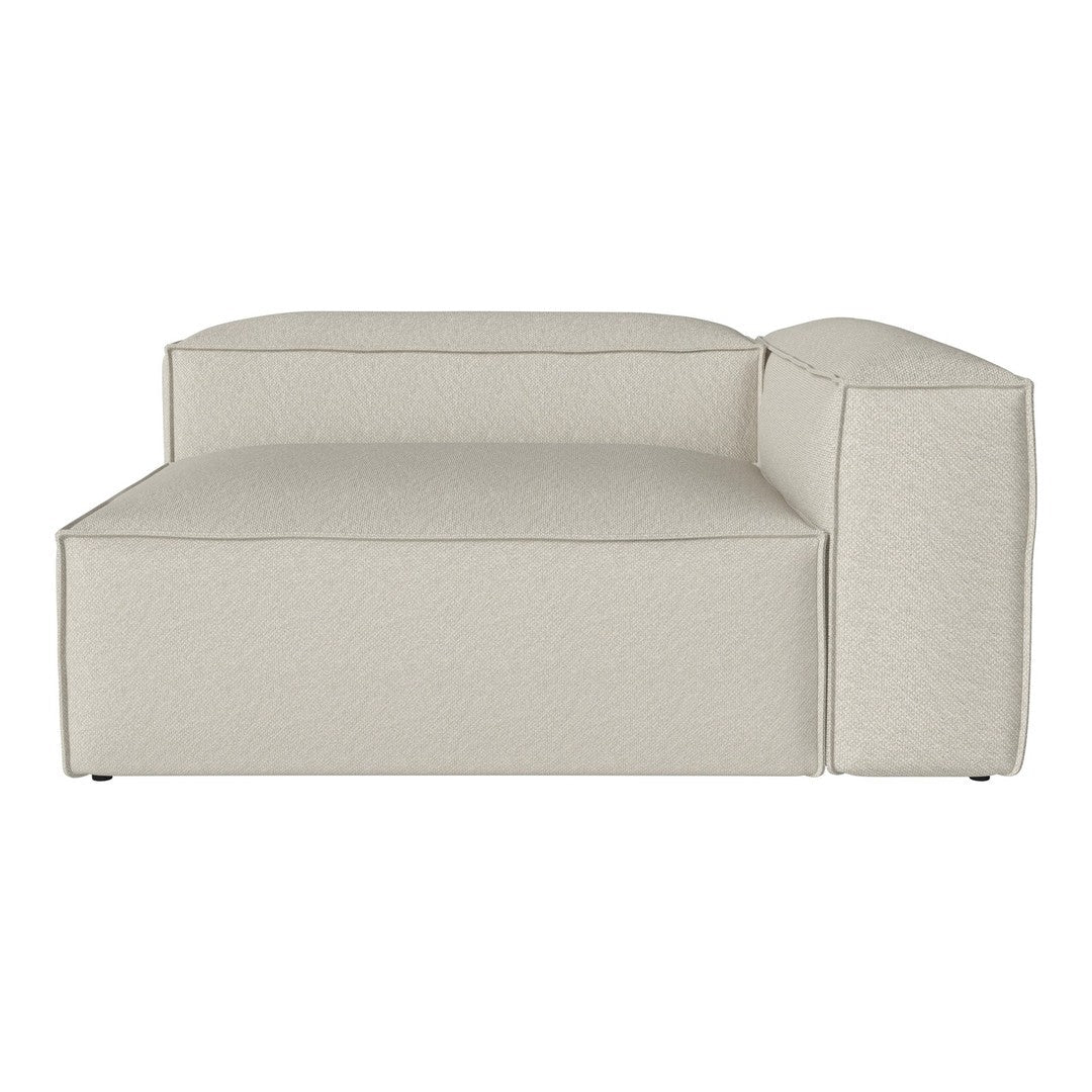 Light beige sectional sofa with a textured fabric pattern, perfect for modern living spaces.