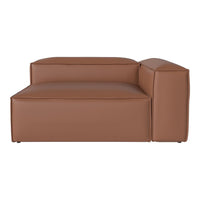 Brown leather sofa with a modern, minimalist design and smooth, clean lines. Perfect for contemporary interiors.