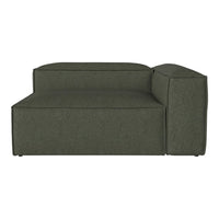 Dark green modern sofa with clean lines and minimalist design, featuring a textured fabric pattern.