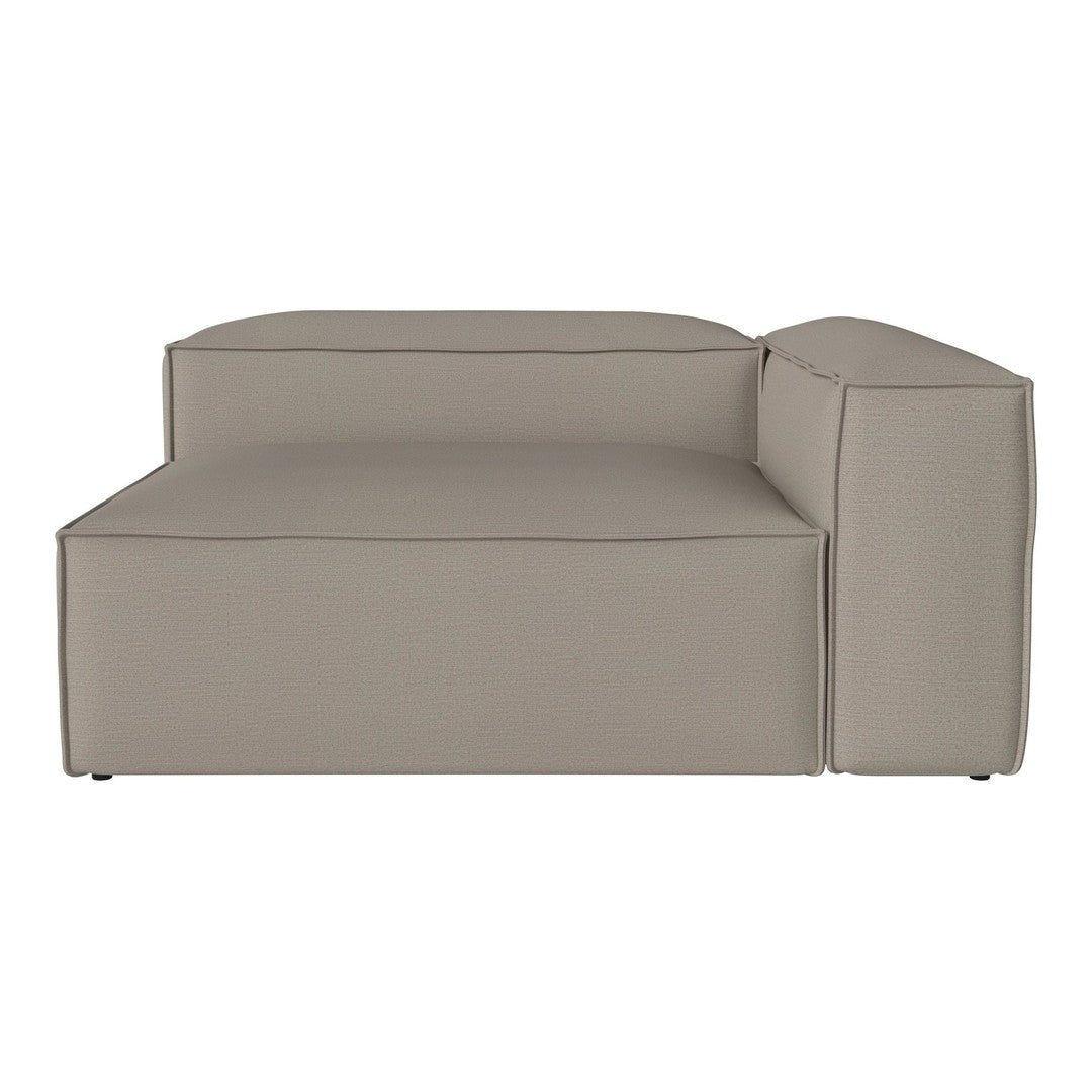 Beige modular sofa with minimalist design and smooth, clean lines, perfect for modern living spaces.