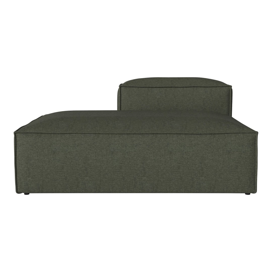 Olive green minimalist sofa with a sleek, modern design and subtle textured fabric. Perfect for contemporary interiors.
