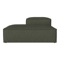 Olive green minimalist sofa with a sleek, modern design and subtle textured fabric. Perfect for contemporary interiors.