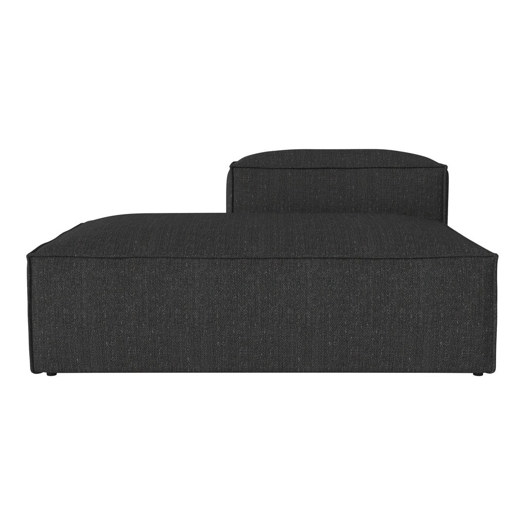 Textured dark gray chaise lounge with a contemporary design, featuring clean lines and a minimalist style.