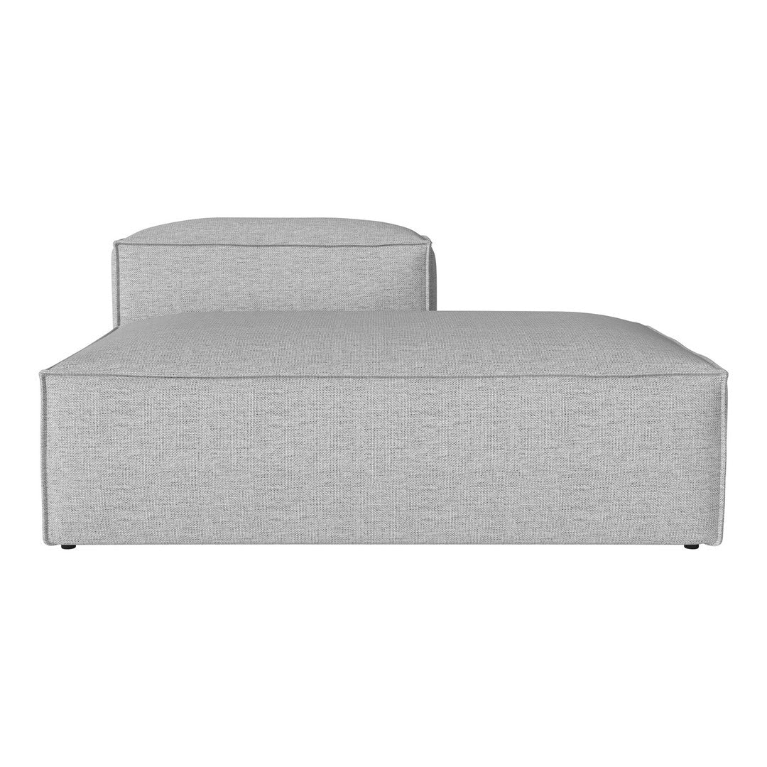 Gray sectional sofa in a sleek, modern design with a smooth fabric texture and minimalistic style.