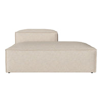 Beige, minimalist lounge chair with a smooth, solid-textured fabric and contemporary design. Perfect for modern decor.