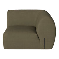 Olive green curved sofa with a textured pattern, perfect for modern living spaces.