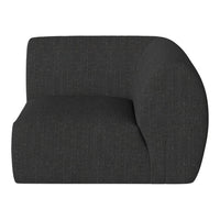 Textured dark gray couch with a modern, curved design. Perfect for contemporary living spaces.
