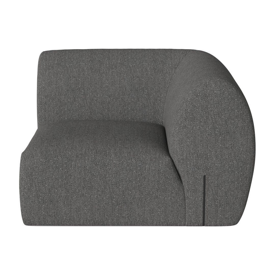 Gray upholstered chair with a sleek, curved design and a textured fabric pattern. Ideal for modern interiors.