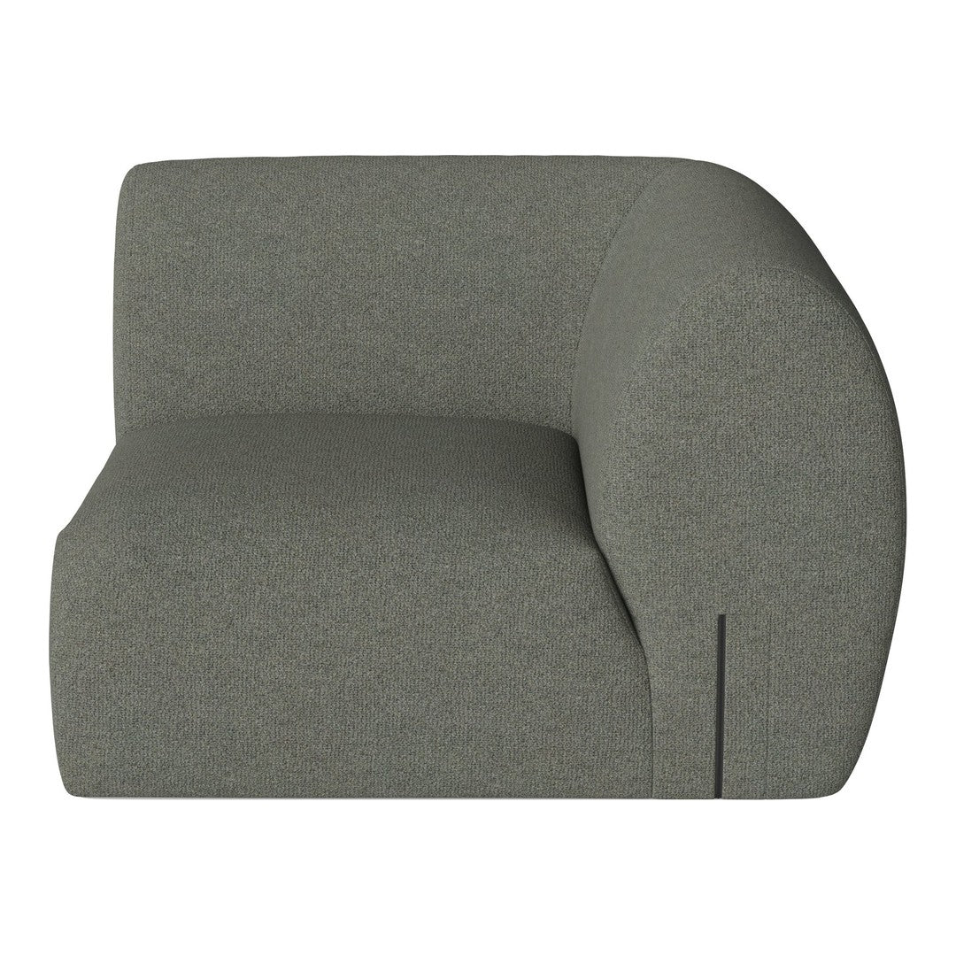 Stylish gray armchair with a smooth, curved design and subtle texture, perfect for modern decor.