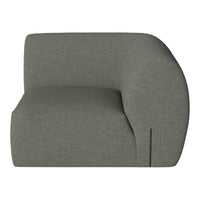 Stylish gray armchair with a smooth, curved design and subtle texture, perfect for modern decor.