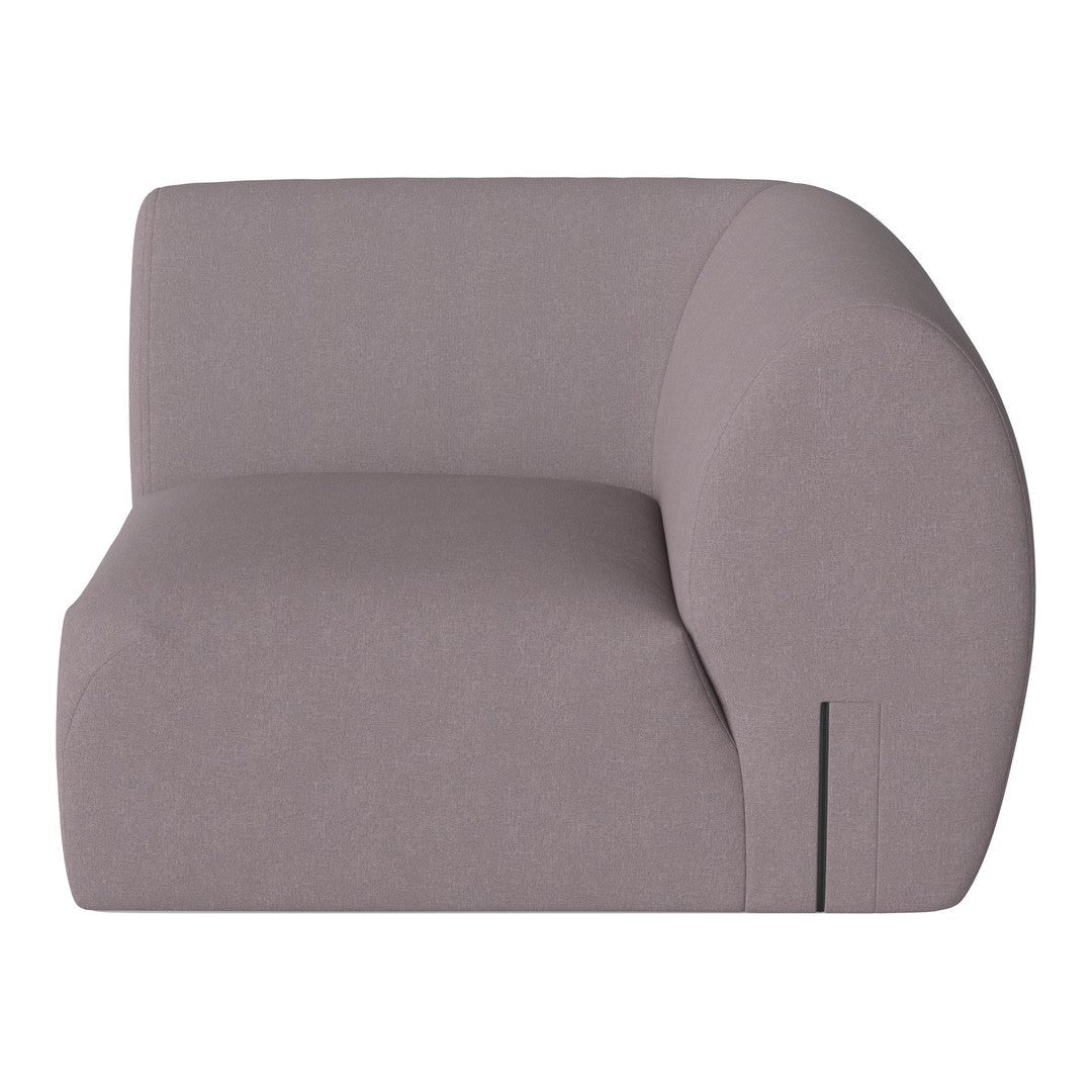 Curved accent chair in soft light gray fabric with a smooth, minimalist design. Perfect for modern interiors.
