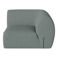 Light grey modern sofa featuring a distinctive curved design and smooth upholstery. Perfect for contemporary decor.