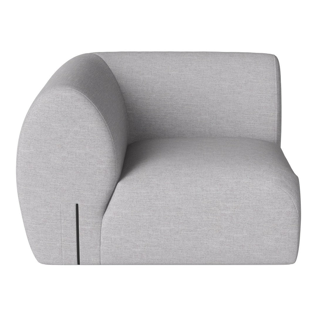 Light gray upholstered chair with a curved shape and minimalistic design. Smooth fabric enhances modern decor.