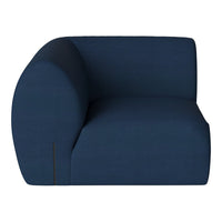Navy blue upholstered sofa with a smooth, minimalist design and subtle textured pattern. Perfect for modern interiors.