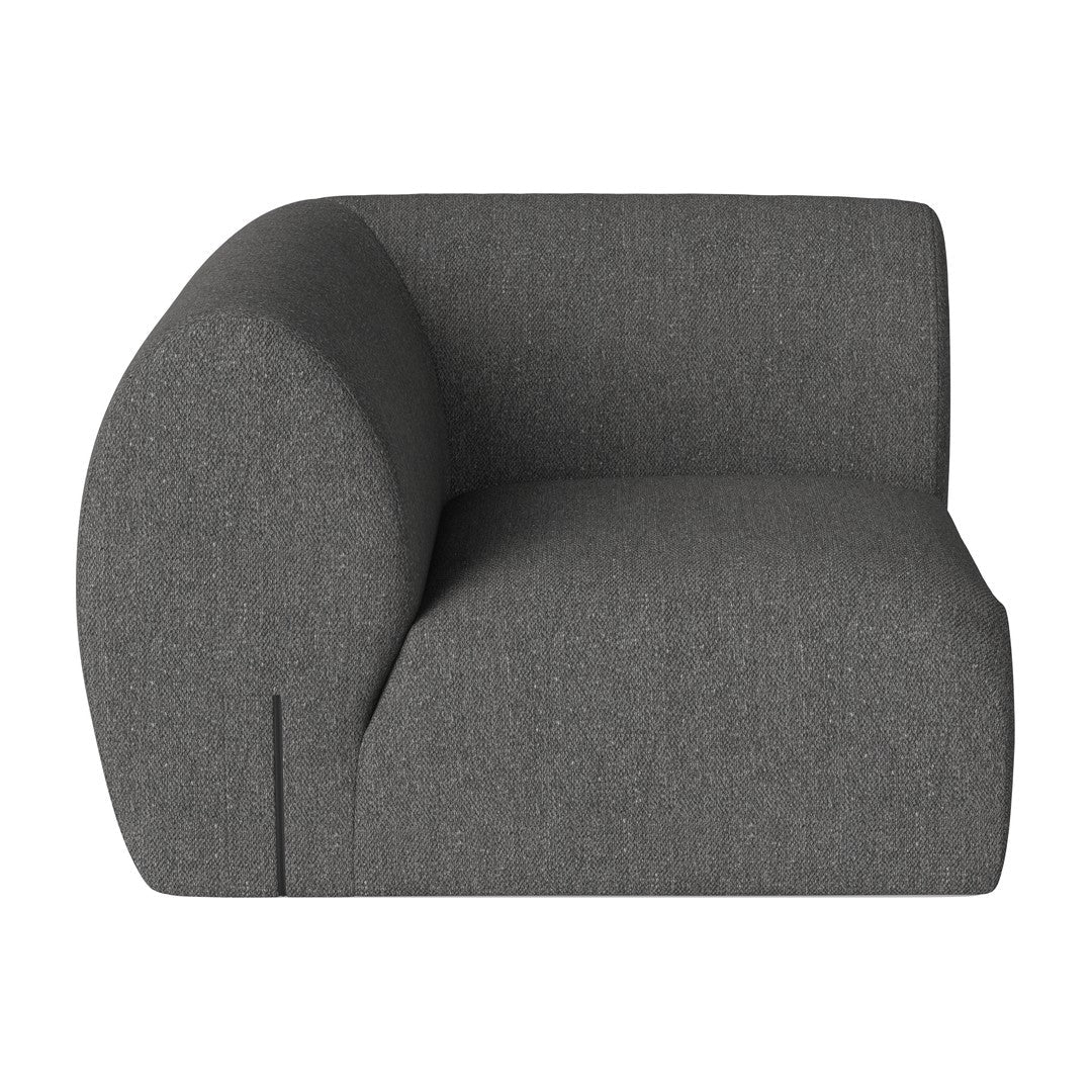 Gray textured upholstery armchair with a smooth, rounded silhouette and minimalist design. Perfect for modern decor.