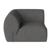 Gray textured upholstery armchair with a smooth, rounded silhouette and minimalist design. Perfect for modern decor.