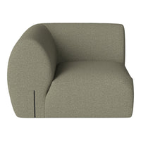 Olive green textured upholstery armchair with a contemporary rounded design, perfect for modern interiors.