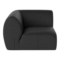 Black modern curved chair with a smooth finish and minimalist design. Ideal for contemporary home decor.