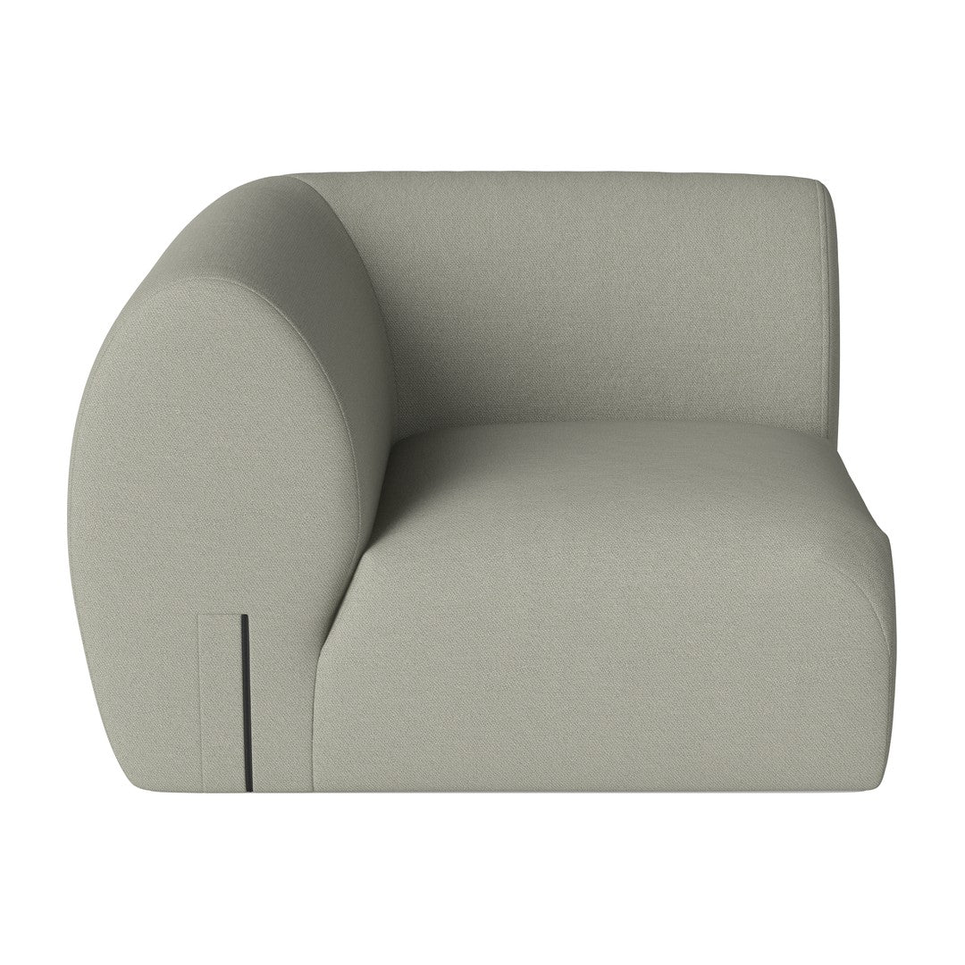 Light grey modern sofa with a minimalist curved design and smooth fabric texture. Perfect for contemporary interiors.