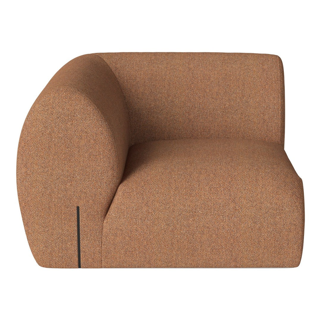 Organic curves in warm, textured brown fabric with subtle patterns, perfect for modern living spaces.