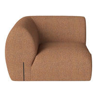 Organic curves in warm, textured brown fabric with subtle patterns, perfect for modern living spaces.