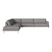 Modern gray sectional sofa with clean lines and smooth fabric, perfect for contemporary living spaces.