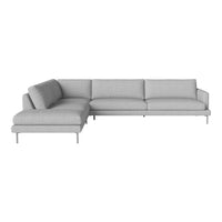 Light gray sectional sofa with clean lines and a minimalist design, featuring solid color upholstery.