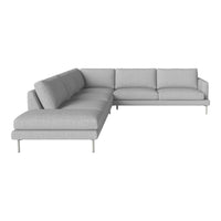 Gray sectional sofa with clean lines and a modern design, featuring a soft fabric texture and minimalist style.