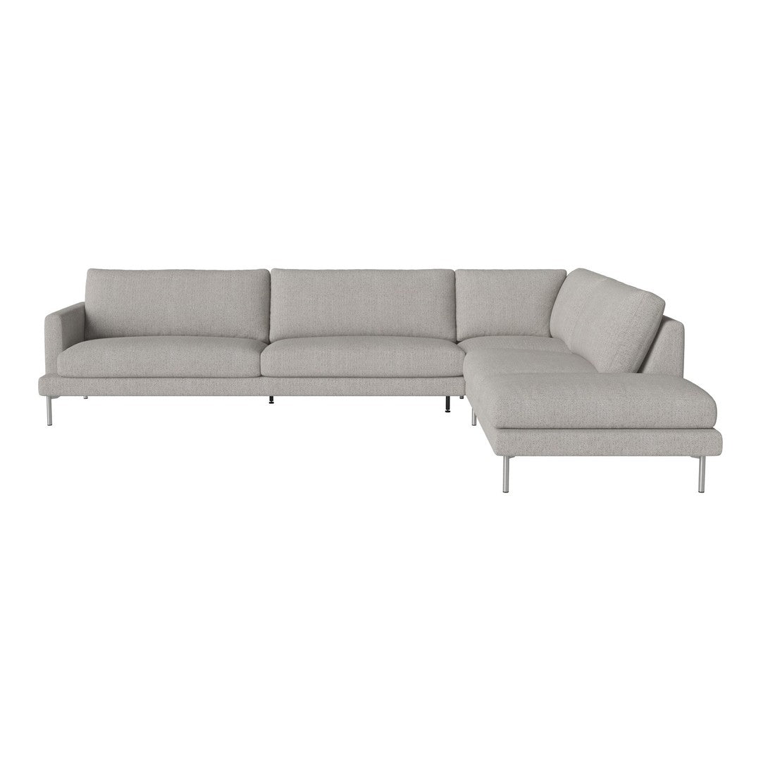 Light gray sectional sofa with a smooth, textured fabric and clean lines, perfect for modern decor.