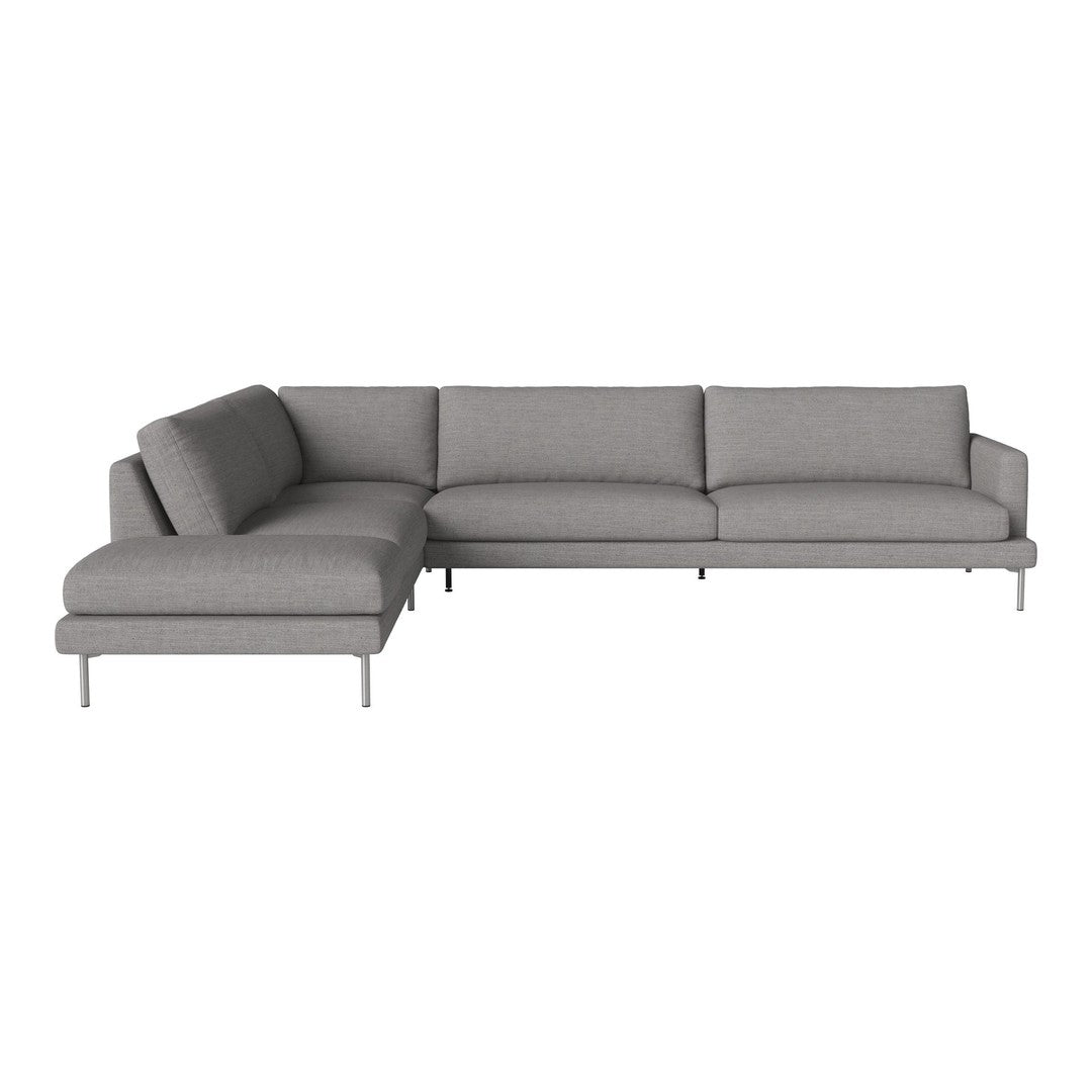 Stylish gray sectional sofa with clean lines and subtle texture, perfect for modern living spaces.