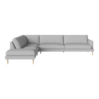 Light gray sectional sofa with clean lines and solid wood legs, showcasing a contemporary and minimalist design.