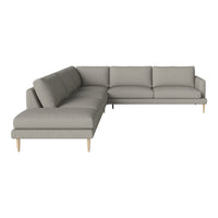 Light gray sectional sofa with a modern design, featuring minimalist lines and soft texture. Perfect for contemporary interiors.