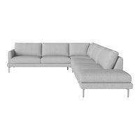 Light gray sectional sofa with a modern design and smooth, textured fabric. Perfect for contemporary living spaces.