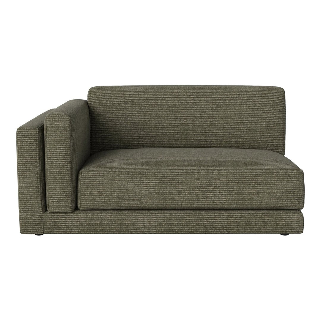 Olive green sectional sofa with subtle textured pattern, perfect for modern interiors.