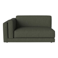 Olive green fabric sectional sofa with clean lines and a subtle texture, perfect for modern living spaces.