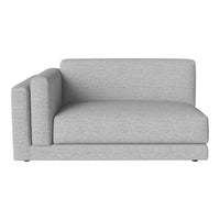 Modern gray fabric loveseat with minimalist design and clean lines, perfect for contemporary interiors.