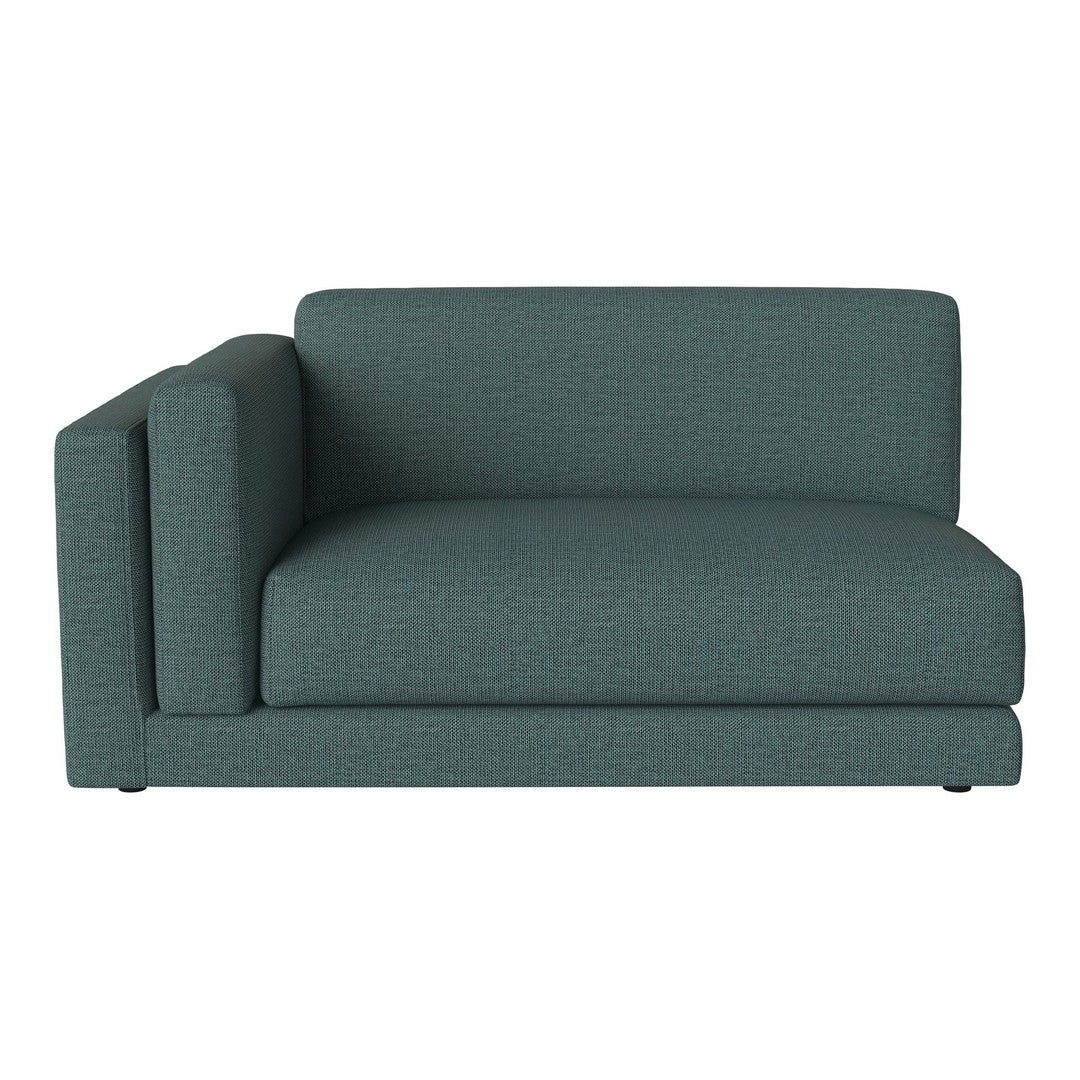 Teal upholstered modular sofa with a textured, woven pattern for a modern, stylish look.