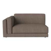 Brown textured fabric sectional sofa with a modern, minimalist design and clean lines. Ideal for contemporary spaces.