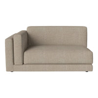 Beige fabric sectional sofa with a minimalist design and subtle texture. Perfect for modern living spaces.