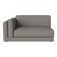 Gray one-arm loveseat with a smooth, textured fabric and minimalist design. Perfect for modern spaces.