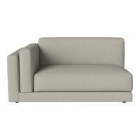 Light gray sectional sofa with a modern, minimalist design and smooth fabric texture. Perfect for contemporary spaces.