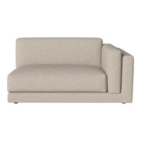 Beige fabric chaise lounge with a minimalist design and clean lines. Perfect for modern living spaces.