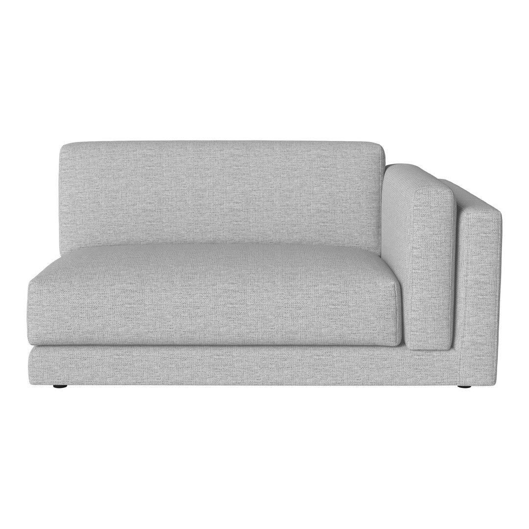 Light gray fabric sofa with a minimalist design and smooth, textured pattern. Perfect for modern living spaces.