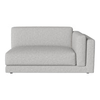 Light gray textured fabric sectional sofa with clean lines and minimalistic design. Perfect for modern interiors.