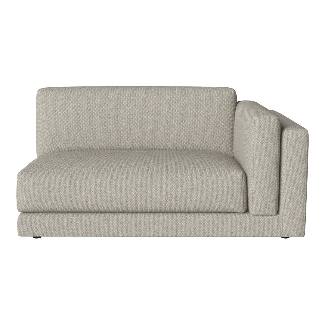 Light beige sectional sofa with a textured weave pattern and clean, modern lines. Ideal for contemporary decor.