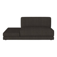 Dark gray sectional sofa with a clean, modern design and subtle textured fabric pattern.